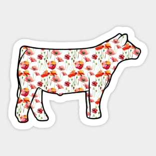 Watercolor Poppy Show Steer Silhouette  - NOT FOR RESALE WITHOUT PERMISSION Sticker